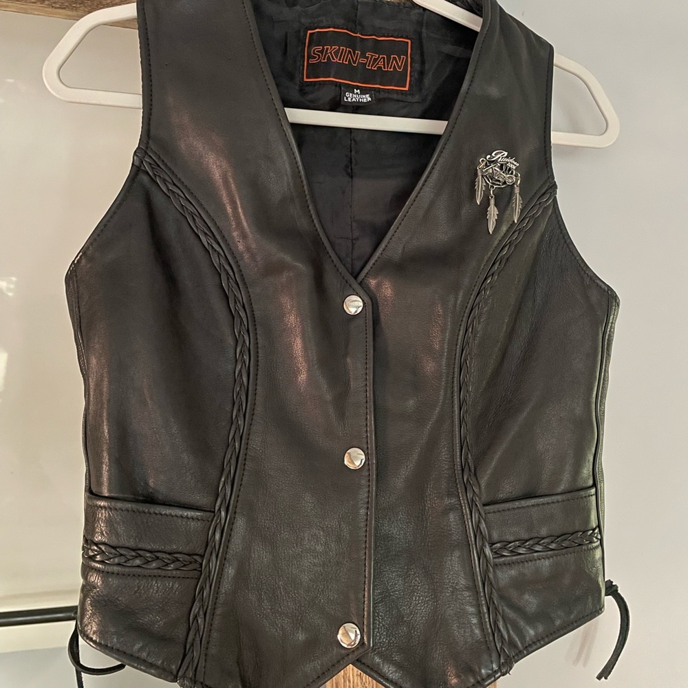VINTAGE Skin-Tan Leather Women’s Biker Vest